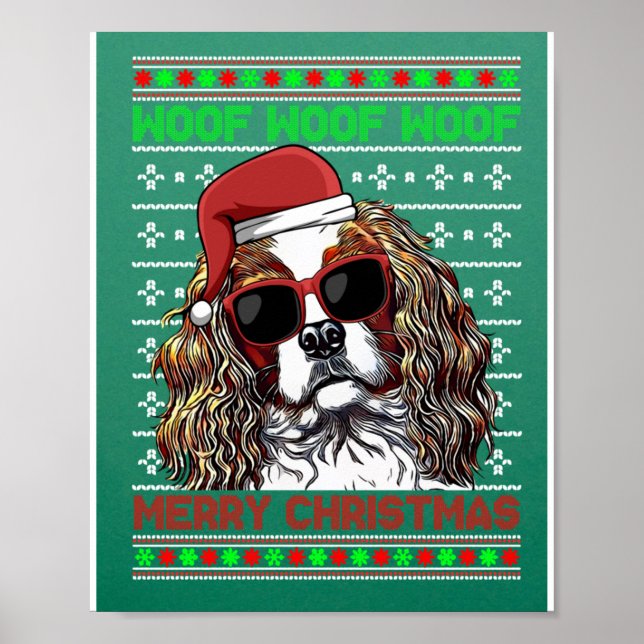 Cavalier King Charles Spaniel Dog Woof Merry Chris Poster (Vorne)
