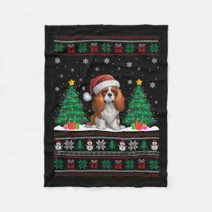 Cavalier King Charles Spaniel Dog Xmas Tree Lights Fleecedecke