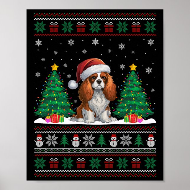 Cavalier King Charles Spaniel Dog Xmas Tree Lights Poster (Vorne)