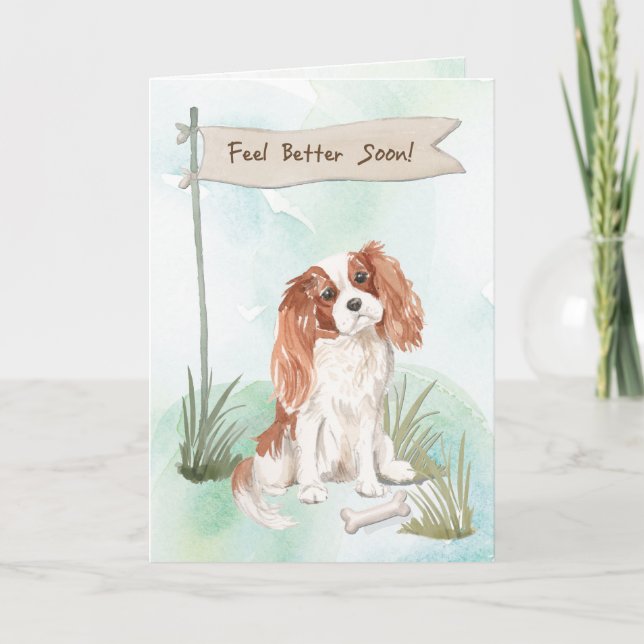 Cavalier King Charles Spaniel Feel Better w/ Dog Karte (Vorderseite)