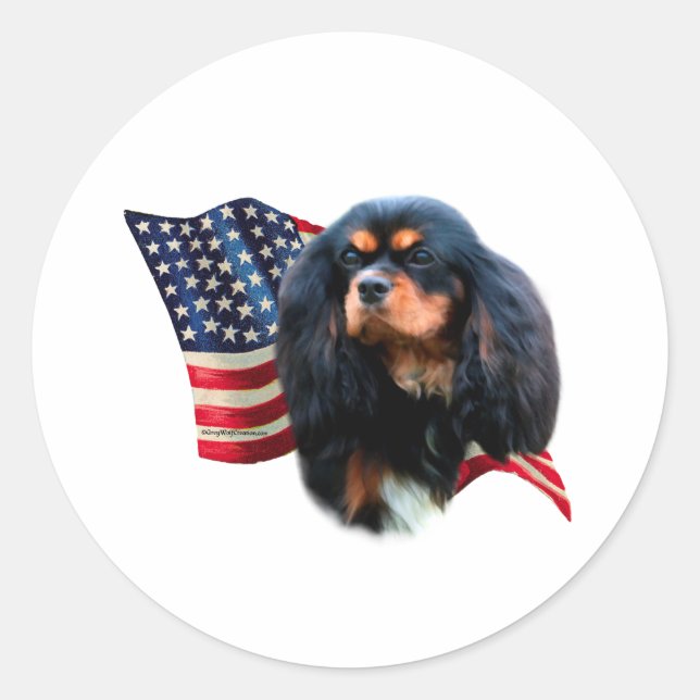Cavalier King Charles Spaniel Flag Runder Aufkleber (Vorderseite)