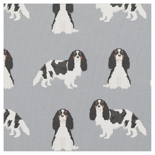 Cavalier King Charles Spaniel Florals Stoff (Nahaufnahme)