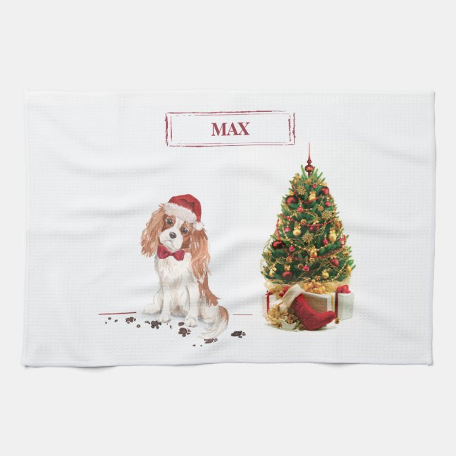 Cavalier King Charles Spaniel Funny Christmas Dog Geschirrtuch (Horizontal)