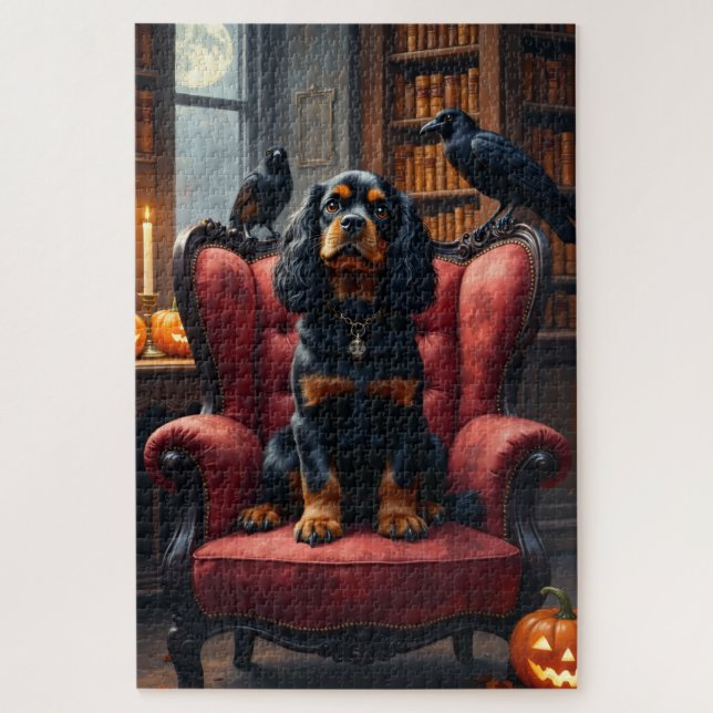 Cavalier King Charles Spaniel Gothic Halloween Kun Puzzle (Vertikal)