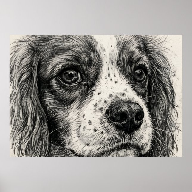 Cavalier King Charles Spaniel Graphitstift-Poster Poster (Vorne)