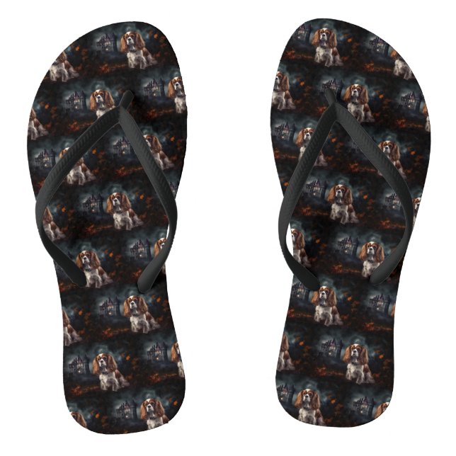Cavalier King Charles Spaniel Halloween Beängstige Flip Flops (Fußbett)