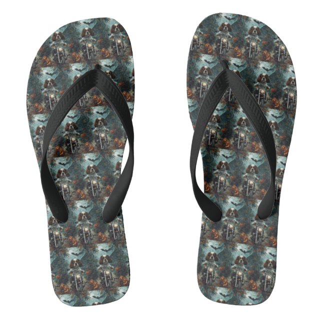Cavalier King Charles Spaniel Halloween Beängstige Flip Flops (Fußbett)