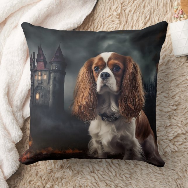 Cavalier King Charles Spaniel Halloween Beängstige Kissen (Decke)