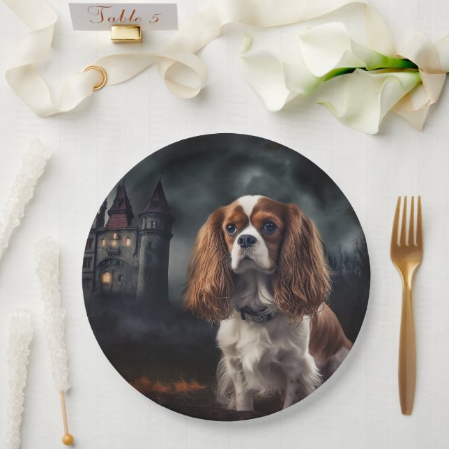 Cavalier King Charles Spaniel Halloween Beängstige Pappteller (Hochzeit)