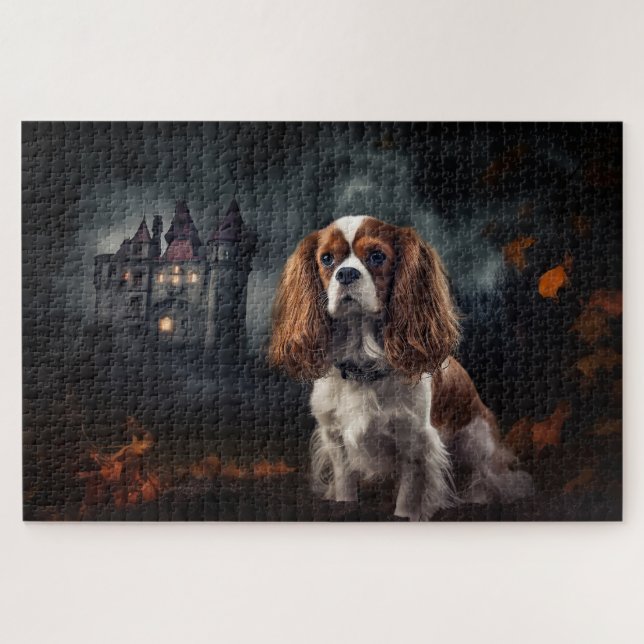 Cavalier King Charles Spaniel Halloween Beängstige Puzzle (Horizontal)