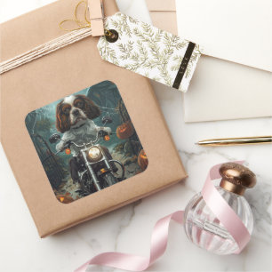 Cavalier King Charles Spaniel Halloween Beängstige Quadratischer Aufkleber