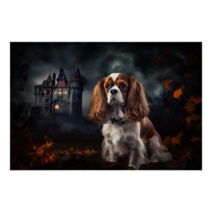 Cavalier King Charles Spaniel Halloween Gruselig Poster