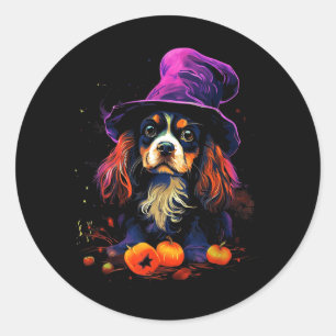Cavalier King Charles Spaniel Halloween-Hunde-Spaz Runder Aufkleber