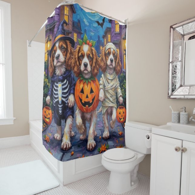 Cavalier King Charles Spaniel Halloween-Kostüme Duschvorhang (Beispiel)
