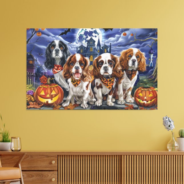 Cavalier King Charles Spaniel Halloween Spooky Leinwanddruck (Insitu (Wohnzimmer))