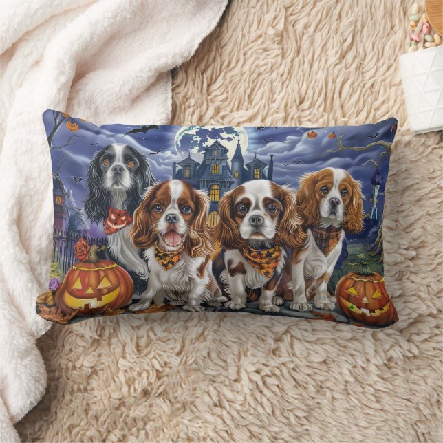 Cavalier King Charles Spaniel Halloween Spooky Lendenkissen (Decke)