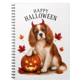 Cavalier King Charles Spaniel Halloween Teufelshun Notizblock