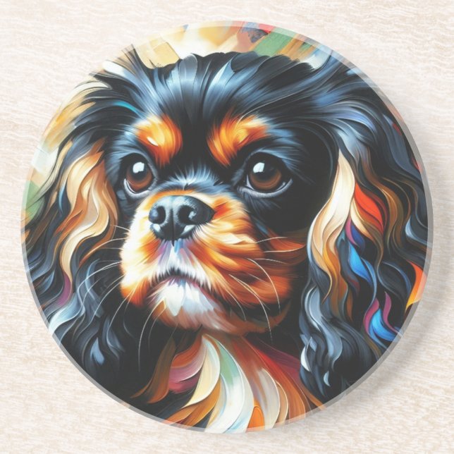 Cavalier King Charles Spaniel Hund Acryl Druck Getränkeuntersetzer (Vorne)