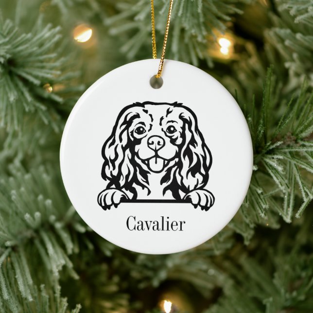 Cavalier King Charles Spaniel Hund Personalisiert  Keramik Ornament (Baum)