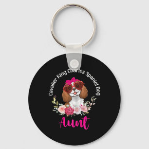 Cavalier King Charles Spaniel Hund Tante Floral Va Schlüsselanhänger
