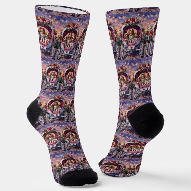 Cavalier King Charles Spaniel Hund Valentinstag Socken (Gewinkelt)
