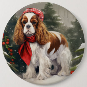 Cavalier King Charles Spaniel Hund Weihnachten Button