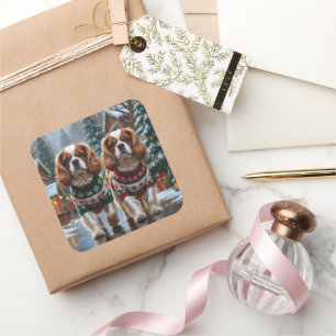 Cavalier King Charles Spaniel Hunde Weihnachten Sc Quadratischer Aufkleber