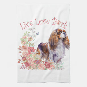 Cavalier King Charles Spaniel Hundemama Blumen Geschirrtuch