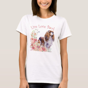 Cavalier King Charles Spaniel Hundemama Blumen T-Shirt