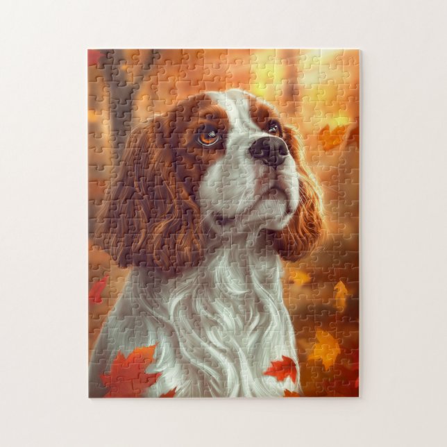 Cavalier King Charles Spaniel im Herbst Puzzle (Vertikal)