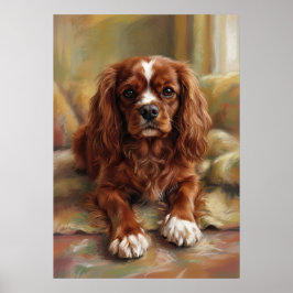 Cavalier King Charles Spaniel im Stil einer Ölgemä Poster