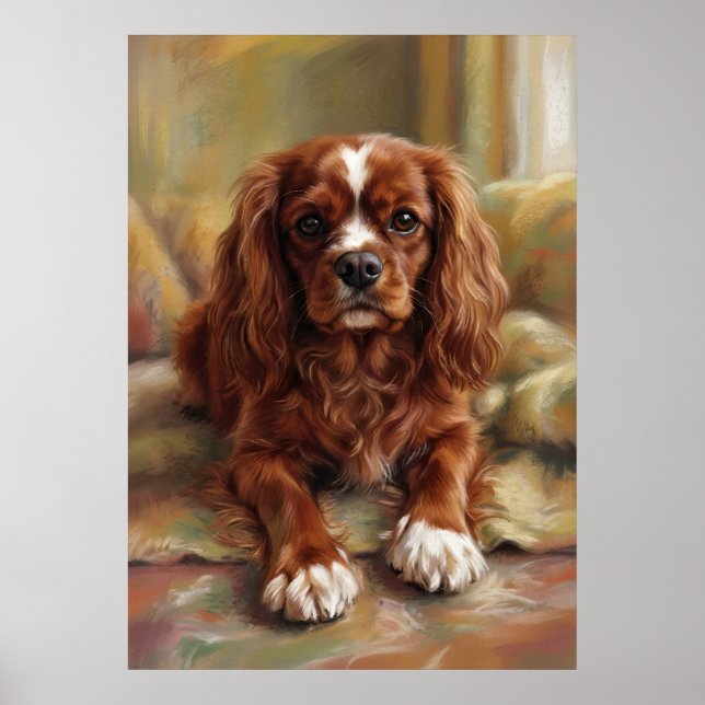 Cavalier King Charles Spaniel im Stil einer Ölgemä Poster (Vorne)