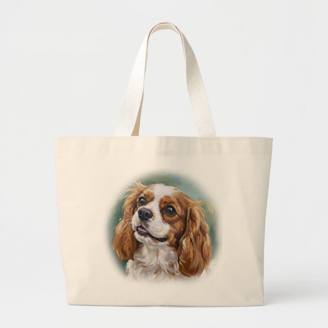 Cavalier King Charles Spaniel Impressionist Jumbo Stoffbeutel (Vorne)