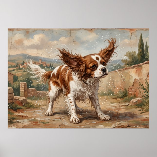 Cavalier King Charles Spaniel Impressionist Landsc Poster (Vorne)