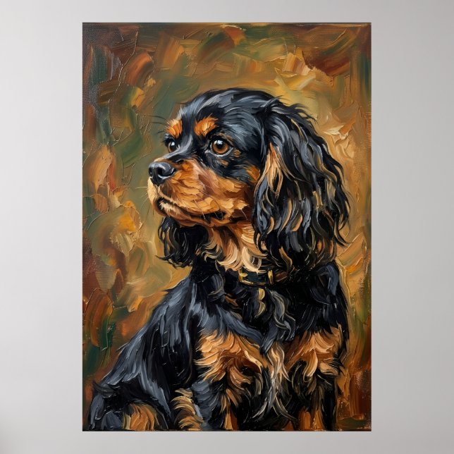 Cavalier King Charles Spaniel Impressionist Pinsel Poster (Vorne)