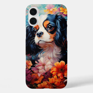 Cavalier King Charles Spaniel in Blume iPhone 16 Plus Hülle