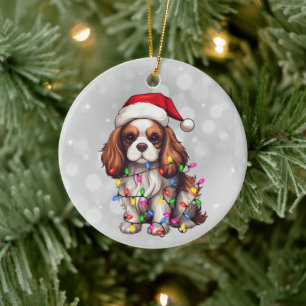 Cavalier King Charles Spaniel in den Weihnachtsbel Keramik Ornament