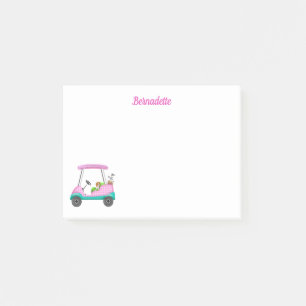 Cavalier King Charles Spaniel in rosa Golfwagen Post-it Klebezettel