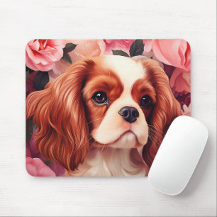 Cavalier King Charles Spaniel in Rose Mousepad