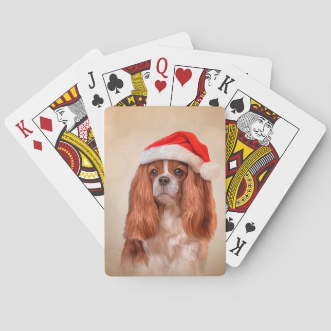 Cavalier King Charles Spaniel in rotem Hut des Wei Spielkarten (Rückseite)