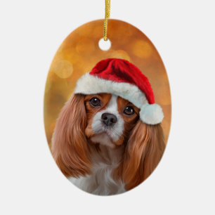 Cavalier King Charles Spaniel in rotem Hut von San Keramik Ornament
