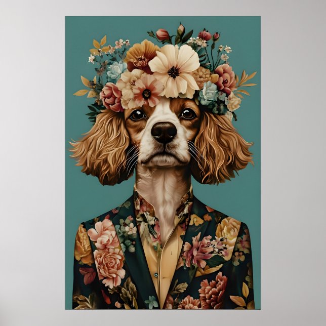 Cavalier King Charles Spaniel In Suit Poster (Vorne)