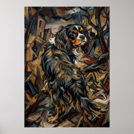 Cavalier King Charles Spaniel Kubistischer Express Poster