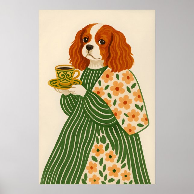 Cavalier King Charles Spaniel Kunstplakat Hund mit Poster (Vorne)