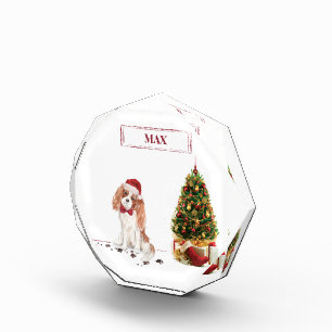 Cavalier King Charles Spaniel Lustiger Weihnachtsh Fotoblock