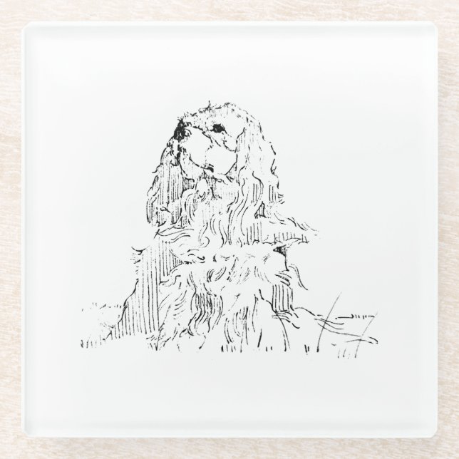 Cavalier King Charles Spaniel, Minimalistische Kun Glasuntersetzer (Vorderseite)