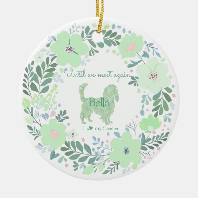 Cavalier King Charles Spaniel - Mint Green Custom Keramik Ornament (Vorne)