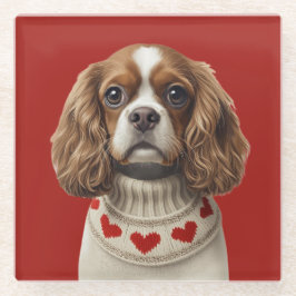 Cavalier King Charles Spaniel mit Herz Glasuntersetzer