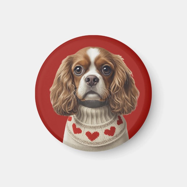 Cavalier King Charles Spaniel mit Herz Magnet (Vorne)