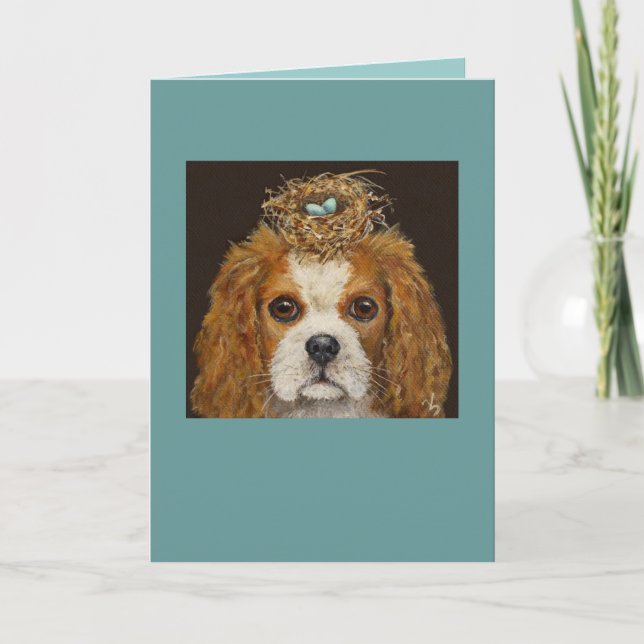Cavalier King Charles Spaniel mit Nestkarte Karte (Vorderseite)